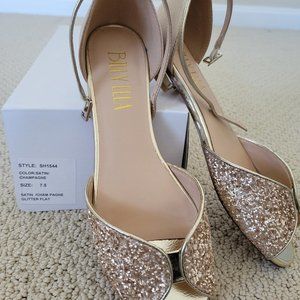 Billy Ella Satin/Champagne Flat